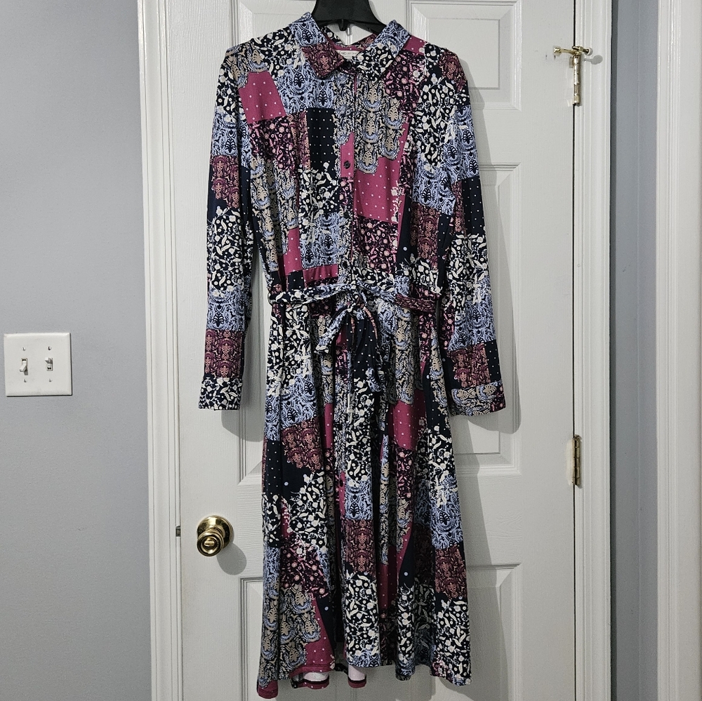 NWOT: Women's Floral Patchwork Midi Dress - XL - Picture 2 of 8